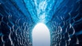 Futuristic Ice Tunnel with Blue Lighting. Royalty Free Stock Photo