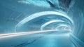 Futuristic ice tunnel with glowing blue light Royalty Free Stock Photo