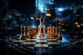 Futuristic icon chessboard in the digital realm embodies innovation and cyberspace