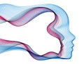 Futuristic idea of digital software soul of machine, spirit of technocratic time evolution period, human head vector illustration Royalty Free Stock Photo