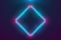 Futuristic illuminated cyberpunk hologram Rhombus. Modern Rhombus with blue hud neon effect and pink printed circuit