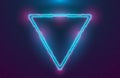 Futuristic illuminated cyberpunk hologram Triangle.Modern Triangle with blue hud neon effect and pink printed circuit