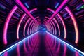 futuristic illuminated subway tunnel with neon lights