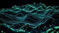 A futuristic illustration of abstract waves floating against a dark background. Royalty Free Stock Photo