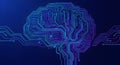 Artificial Intelligence Brain Made of Digital Circuit and Neural Network Lines Royalty Free Stock Photo