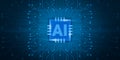 Futuristic Illustration For Artificial Intelligence Concept With Computer Chip And Circuit Lines Royalty Free Stock Photo