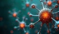 Futuristic illustration of complex molecular structure. Spherical particles form intricate connections. Advanced tech design.