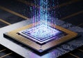 A futuristic illustration of a computer chip integrated into a circuit Royalty Free Stock Photo