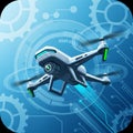 Futuristic illustration of a drone in flight, set against a digital background. The drone Royalty Free Stock Photo