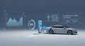 Electric Vehicle Charging Station with Data Visualization Royalty Free Stock Photo