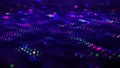 Abstract background with glowing particles. Digital moving wave. 3d rendering