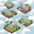 Futuristic illustration of floating modular buildings connected by transparent Royalty Free Stock Photo