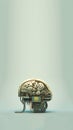 A futuristic illustration of a humanoid robot head with a mechanical brain, showcasing advanced AI and robotic