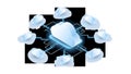 A futuristic illustration of interconnected cloud computing networks in a digital landscape Royalty Free Stock Photo