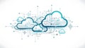 A futuristic illustration of interconnected cloud computing technology with circuit board elements Royalty Free Stock Photo