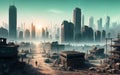 Futuristic illustration of postapocalyptic city