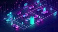 Futuristic illustration showcasing the potential of connected cars, with IoT and smart technologies, neon, AI generative