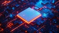 A futuristic image of a computer chip
