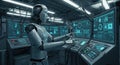AI Robot in Control Room Royalty Free Stock Photo