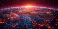A futuristic image of Earth, illuminated by a digital network of interconnected points. Perfect for projects related to technology Royalty Free Stock Photo