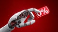Robotic Hand Holding Discount Sign Royalty Free Stock Photo