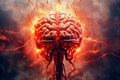 Futuristic image of a human brain. Headache, stroke.