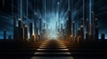 Futuristic image of an illuminated path made of rising bar graphs Royalty Free Stock Photo