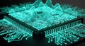 Quantum Computing Chip with Data Visualization. AI Technology Royalty Free Stock Photo