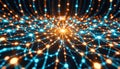 a futuristic image showing a vast web of interconnected neural network nodes emitting soft neon glow Royalty Free Stock Photo