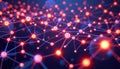 a futuristic image showing a vast web of interconnected neural network nodes emitting soft neon glow Royalty Free Stock Photo