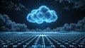 Glowing Cloud Data Stream into Binary Grid Royalty Free Stock Photo