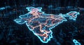 Futuristic India map with global digital network connectivity Royalty Free Stock Photo