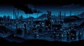 Futuristic Industrial Landscape at Night with Illuminated Facilities