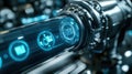 Futuristic industrial pipeline monitoring system displaying data