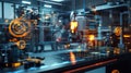 Futuristic industrial production line using augmented reality and automated machinery