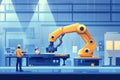 Futuristic Industrial Robotics and Automation in a Factory Setting