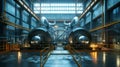 Futuristic Industrial Turbines in High-Tech Facility