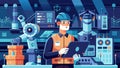 Futuristic industry technology concept, Robotic Process Automation engineer for smart factory automation software., digital t...