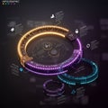 Futuristic infographic design featuring interconnected, circular Royalty Free Stock Photo