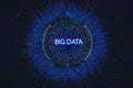 Futuristic infographic of modern technologies and big data visualization on dark technological background, complex data flow