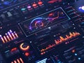 Futuristic Infographic Studio with Sleek Robotic Tools and Neon Infused Data Visualizations