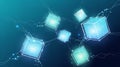 Futuristic Interconnected Blue Cubes: Abstract Technology & Data Network Visualization Royalty Free Stock Photo