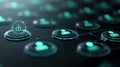 Futuristic interface closeup, a glowing green button in hightech setting for interactive control Royalty Free Stock Photo