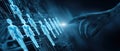 The futuristic interface connecting artificial intelligence and human-like holograms AI generated image Royalty Free Stock Photo