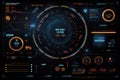 Futuristic Interface With Dazzling Array of Lights for Advanced Technology Display, HUD elements interface for GUI, UI, UX design Royalty Free Stock Photo
