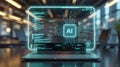 Futuristic interface displaying advanced ai algorithms on a laptop screen Royalty Free Stock Photo
