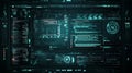 Futuristic interface displaying complex data analysis and code execution Royalty Free Stock Photo