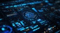 Futuristic interface displaying complex data analysis and processing information Royalty Free Stock Photo