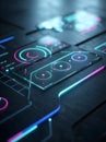 Floating Neon Indicators Futuristic Interface. Royalty Free Stock Photo