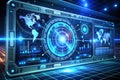 Futuristic Interface, Global Data Visualization, Dashboard, Control Panel, in Motion